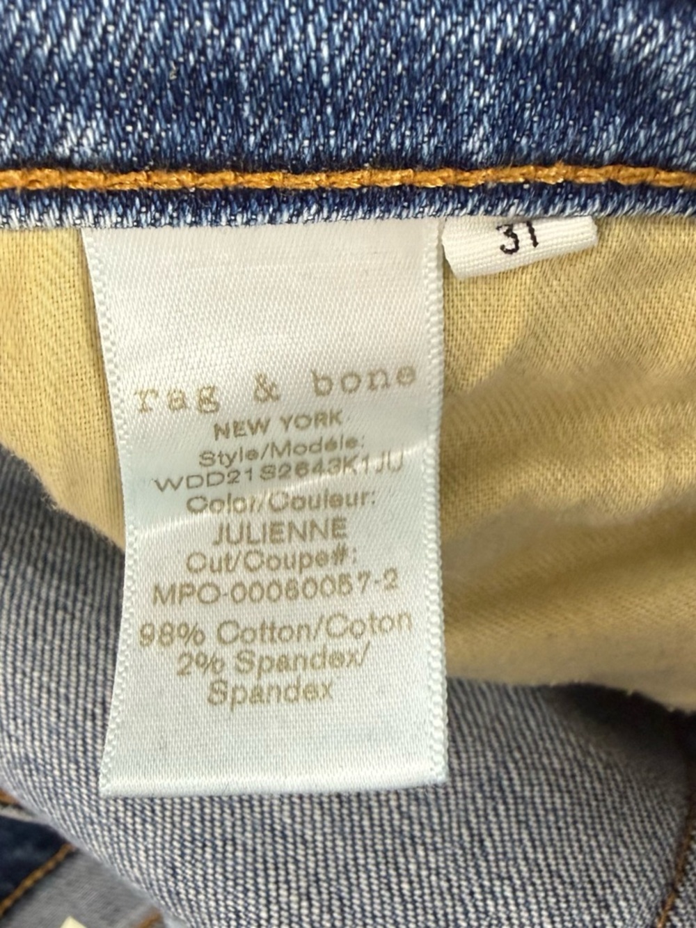 Rag & Bone Dre Low Rise Slim Boyfriend Jeans Womens 31 Julienne Blue Stretch - Picture 6 of 14
